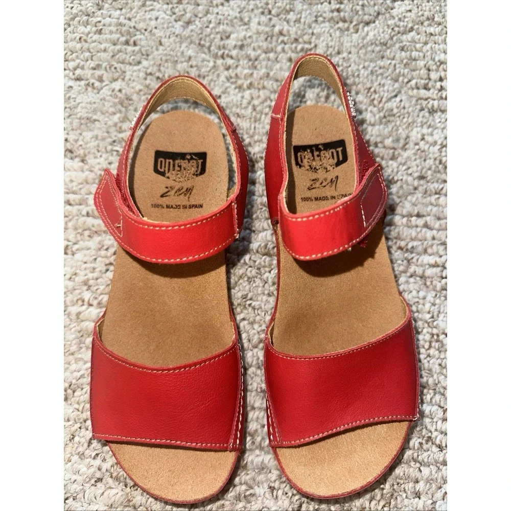 Women's On Foot 'Tucson' Sandal‎ Red Sz 37 - US size 6.5 - Made In Spain EUC